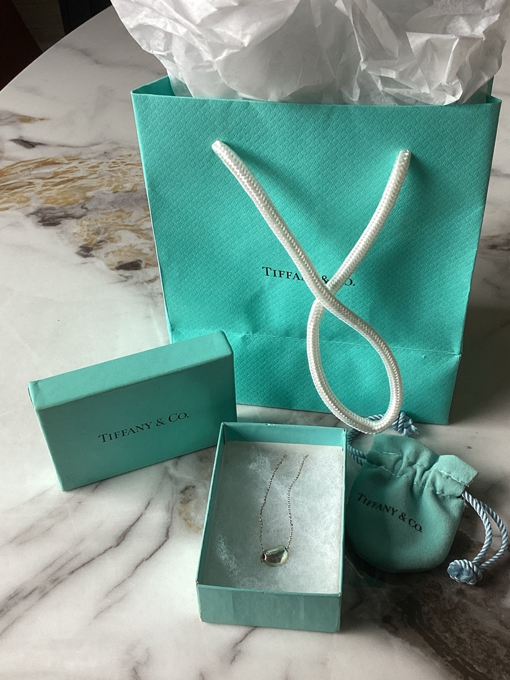 Tiffany & Co. Small bean Pendant Necklace in sterling Silver
